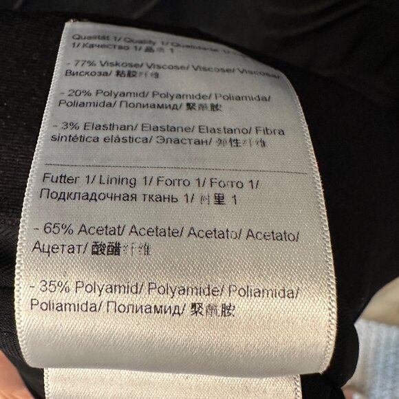 Escada | 44 XL Black Peplum Short Sleeve Pencil Dress Mod Career Stretch Viscose - Picture 10 of 11